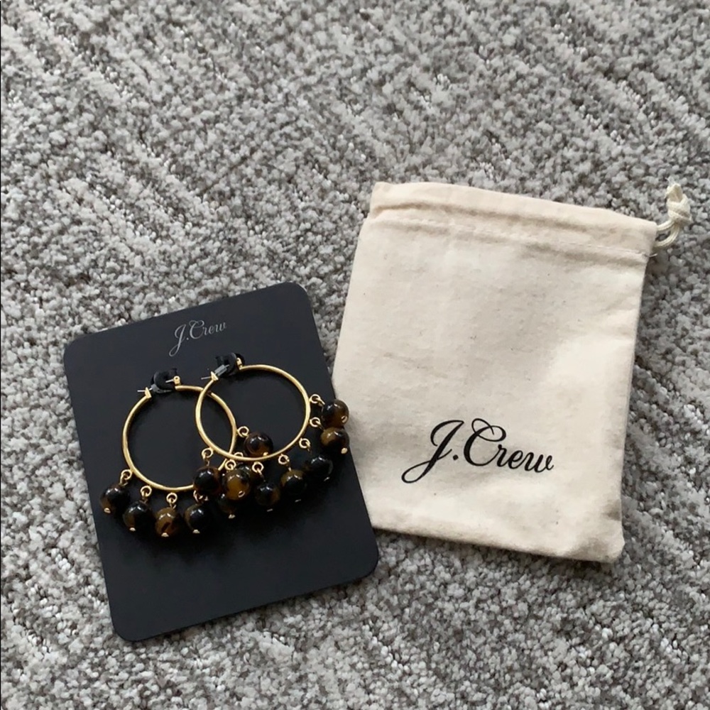 *NWT* J.Crew gold hoops w/ tortoiseshell beads